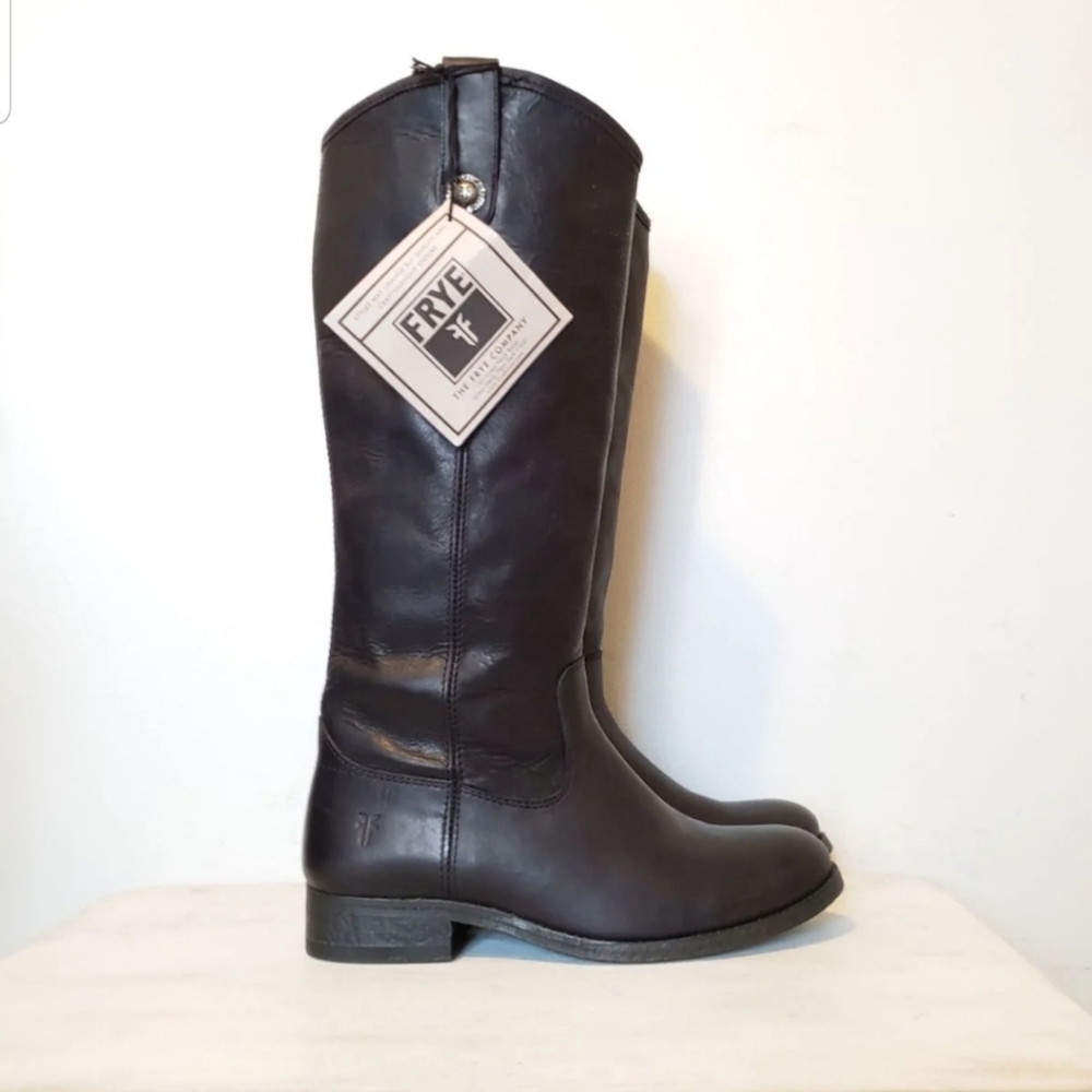 Frye 6 melissa button brown tall leather boots